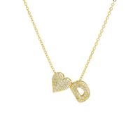 Qxmiguel Lot de 2 colliers avec pendentif en forme de cœur et 26 lettres anglaises en zirconium et diamants, idéal comme cadeau Compatible with femme(O)