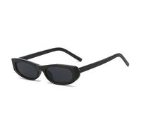 Qxmiguel Lunettes de soleil ovales rétro Compatible with femmes, élégantes, œil de chat, années 90, verres étroits, tendance, protection UV, Compatible with hommes(Black gray)