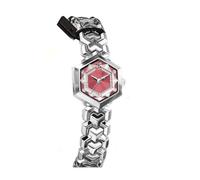 Qxmiguel Montres Lot de 2 Montres de Luxe for Femmes, Cadran Diamant, Montres-Bracelets hexagonales en Verre à Quartz, étanches, for Robe Assortie Accessoires(White Steel Powder)