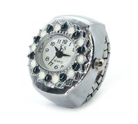 Qxmiguel Montres Montre à Bague précise, Bijoux, Horloge en Cristal, for Anniversaire, Noël, Saint-Valentin, Amis, Famille, Cadeau Accessoires(Svart)