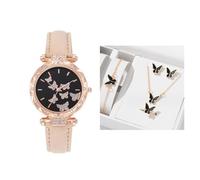 Qxmiguel Montres Montres Tendance minimalistes for Femmes, Coffret de Montres analogiques | Montres-Cadeaux en Cuir Rondes et Confortables au Quotidien Accessoires(Beige)