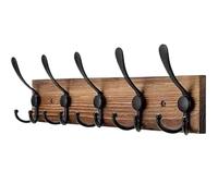 Qxmiguel portemanteaux Porte-manteau mural en planches de bois massif avec 5 crochets, porte-manteau de ferme, sac à dos, veste, manteau, chapeau meubles