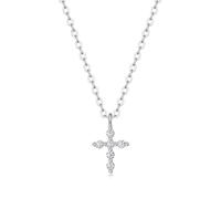 Qxmiguel S925 Silver Pendant Necklace with Moissanite Women's Cross Clavicle Chain Exquisite and Fashionable Women's Accessories Gift