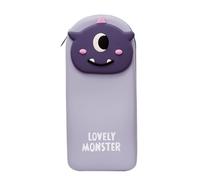 Qxmiguel Trousse Trousse à Crayons en Silicone Grande capacité, Motif 3D, adorables Monstres, Compatible with la rentrée Scolaire, Compatible with Adolescents. Fournitures de Papeterie(Light Purple)