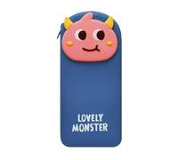 Qxmiguel Trousse Trousse à Crayons en Silicone Grande capacité, Motif 3D, adorables Monstres, Compatible with la rentrée Scolaire, Compatible with Adolescents. Fournitures de Papeterie(Blauw)