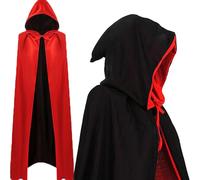 QXNDXQ Cape D'Halloween, Costume de Vampire D'Halloween, Cape à Capuchon Halloween, Cape de Sorcière Double Face Unisexe, Vampire Cape Noir Rouge, Pour Halloween, Mascarade, Fête, Cosplay