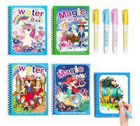 QXNDXQ Lot de 4 livres de coloriage à l'eau, carnet de coloriage magique pour enfants, réutilisable, avec 4 stylos à eau, pour enfants à partir de 3 ans, garçons et filles (2)