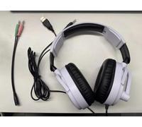 QXQ Casque Gaming câblé pour PS5/PS4/PC/Switch, 3,5mm Casque Over-Ear avec Noise-Canceling-Mic, RGB Light, Deep Bass Stereo Surround Sound, Oreillettes Soft Memory Foam, All-Day Comfort, Blanc foncé