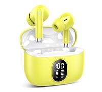 QXQ New Écouteurs Bluetooth, Ecouteurs Bluetooth 5.4 sans Fil avec HiFi Stéréo, 40H Oreillette Bluetooth ENC Réduction Antibruit Mic Casque Bluetooth, Ecouteur sans Fil pour Android iOS, Jaune Pur