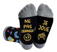QXRXN Cadeau Noel Homme, Chaussettes Homme 43-46 Fantaisie, Chaussettes Rigolotes Homme NE PAS DÉRANGER JE JOUE Cadeaux pour Anniversaire Fete des Peres la Saint Valentin pour Papa Adolescents Garçon