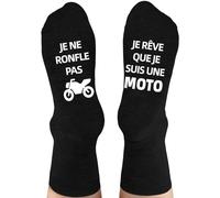 QXRXN Cadeau Noel Homme Moto, Chaussettes Homme 43-46 Fantaisie Je Ne Ronfle Pas Je Rêve Que Je Suis Une Moto, Chaussettes Rigolotes Idee Cadeau Homme Anniversaire Fete des Peres Papa Ado Garcon