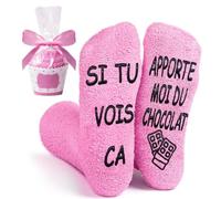 QXRXN Chaussettes Femme Fantaisie Chaussettes Chaudes Femme Antidérapantes Chaussettes SI TU VOIS ÇA APPORTE MOI DU CHOCOLAT, Chaussette Rigolote Femme Humour Idee Cadeau Noel Anniversaire 39 42