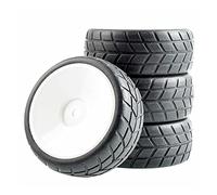 Qxryzp Pneus 4P avec Roue en éponge, for HSP, for HPI, 1/10 1.10 Voiture de Tourisme sur Route Pneus Tout-Terrain pour Voitures télécommandées(White Wheel)