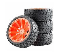 Qxryzp Pneus de Course Plats avec décalage Roue 6mm, for HSP, for HPI, Voiture Route 1:10, 4 pièces Pneus Tout-Terrain pour Voitures télécommandées(Red Wheel)