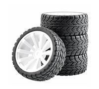 Qxryzp Pneus de Course Plats avec décalage Roue 6mm, for HSP, for HPI, Voiture Route 1:10, 4 pièces Pneus Tout-Terrain pour Voitures télécommandées(White Wheel)
