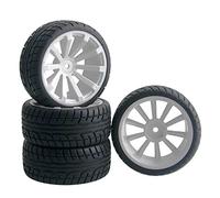 Qxryzp Pneus de Course Plats avec décalage Roue 6mm, for HSP, for HPI, Voiture sur Route 1.10, 4 pièces Pneus Tout-Terrain pour Voitures télécommandées(601-8003)