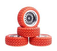 Qxryzp Pneus de Rallye à décalage Roue placage 9 mm, Voiture sur Route 1.16 Pneus Tout-Terrain pour Voitures télécommandées(Rot)