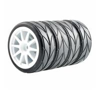 Qxryzp Roue en éponge avec pneus à poignée 4P, for HSP Racing, Voiture sur Route 1/10 1.10 Pneus Tout-Terrain pour Voitures télécommandées(White Wheel)