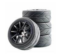 Qxryzp Roue en éponge avec pneus à poignée 4P, for HSP Racing, Voiture sur Route 1/10 1.10 Pneus Tout-Terrain pour Voitures télécommandées(Black Wheel)