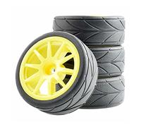 Qxryzp Roue en éponge avec pneus à poignée 4P, for HSP Racing, Voiture sur Route 1/10 1.10 Pneus Tout-Terrain pour Voitures télécommandées(Yellow Wheel)