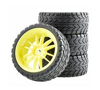 Qxryzp Roues ABS de pneus en Caoutchouc 4 pièces, for HSP, for HPI, 1.10 Course Automobile sur Route Pneus Tout-Terrain pour Voitures télécommandées(Yellow Wheel)