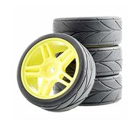 Qxryzp Roues ABS de pneus en Caoutchouc 4 pièces, for HSP, for HPI, Voiture Route 1:10 Pneus Tout-Terrain pour Voitures télécommandées(Yellow Wheel)