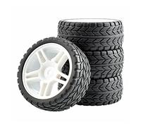 Qxryzp Roues ABS de pneus en Caoutchouc 4 pièces, for HSP, for HPI, Voiture Route 1.10 Pneus Tout-Terrain pour Voitures télécommandées(White Wheel)