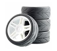 Qxryzp Roues ABS de pneus en Caoutchouc 4 pièces, for HSP, for HPI, Voiture Route 1:10 Pneus Tout-Terrain pour Voitures télécommandées(White Wheel)