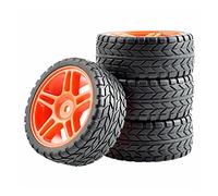 Qxryzp Roues ABS de pneus en Caoutchouc 4 pièces, for HSP, for HPI, Voiture Route 1.10 Pneus Tout-Terrain pour Voitures télécommandées(Red Wheel)