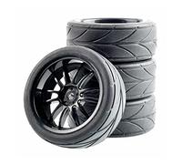 Qxryzp Roues en éponge avec pneus à poignée, for HSP Racing, Voiture sur Route 1/10 1.10, 4 pièces Pneus Tout-Terrain pour Voitures télécommandées(Black Wheel)