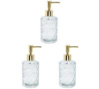 QXSJEDYCH 3 pcs Vide Réutilisable Manuel Gel Douche Hôtel Verre for Stockage Liquide Bouteille Mousse Main Bouteille Pot Type Conteneur Cuisine Cristal Ml Corps Squeeze Plat Douche- Lotion Pompe Bocau