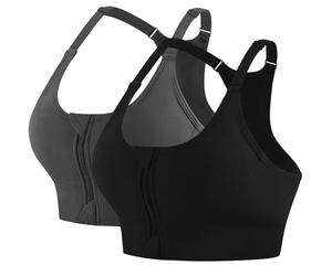 QXURkut Lot de 2 Soutien-Gorge Sport Femme, Zip Devant Bretelles Réglables | Ouverture fermeture eclair, Maintien moyen, Brassière post-chirurgie