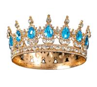 QXWD Couronne de concours de beauté ronde en métal et strass pour femme, taille unique, Métal Précieux, Perle