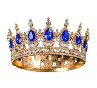 QXWD Couronne de concours de beauté ronde en métal et strass pour femme, taille unique, Métal Précieux, Perle