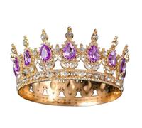 QXWD Couronne de concours de beauté ronde en métal et strass pour femme, taille unique, Métal Précieux, Perle