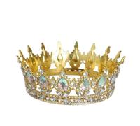 QXWD Couronne de concours de beauté ronde en métal et strass pour femme, taille unique, Métal Précieux, Perle