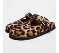 QXWD Femmes Vin Rouge Chaussures Plates en Cuir Chic Bout Rond Boucle en Métal Large Sangle Chaussures Automne Extérieur Semelle Souple