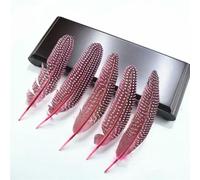 QXWD Lot de 10 plumes de pintade naturelles pour fabrication de bijoux, plumes de faisan tachetées, décoration de mariage, accessoires d'artisanat