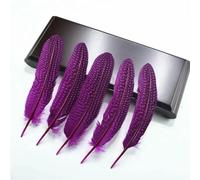 QXWD Lot de 10 plumes de pintade naturelles pour fabrication de bijoux, plumes de faisan tachetées, décoration de mariage, accessoires d'artisanat