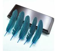 QXWD Lot de 10 plumes de pintade naturelles pour fabrication de bijoux, plumes de faisan tachetées, décoration de mariage, accessoires d'artisanat