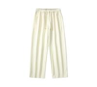 QXWD Pantalon de survêtement pour homme Printemps Automne Mode Vêtements de sport Cordon de serrage Jambe large Droite Track Pants Coton Casual Loose Pants, beige, M