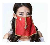 QXWD Voile de danse du ventre tribale avec pièces de monnaie pour Halloween, danse indienne, Bollywood, voile de princesse uni, noir, blanc, rouge
