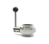 QXWPBIBAN Vanne Papillon à Trois Clips en Acier Inoxydable SS304/316L, diamètre extérieur 50,5/64/119 mm, 3/4" 1" 1-1/2" 2" 3" 4"(Ss304,51mm Ferrule 64)