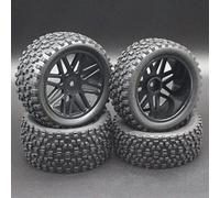QXWRLD Lot de 4 pneus de Jante de Roue de Buggy Tout-Terrain 1/10, for HSP, for HPI, for Redcat, de Rechange, for HSP, 94166/94170/94107 66015all Roues de Voiture télécommandée(Schwarz)