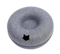 QXWYBYQGW Lit for Chat en Forme de Donut, Tunnel interactif Feutre for Animaux Compagnie, Jouets d'intérieur, Jouet d'entraînement for Chaton, Accessoires for chenil(Dark Gray Cat Head,60x60x23cm)