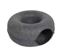 QXWYBYQGW Lit for Chat en Forme de Donut, Tunnel interactif Feutre for Animaux Compagnie, Jouets d'intérieur, Jouet d'entraînement for Chaton, Accessoires for chenil(Dark Gray,60x60x23cm)