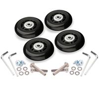 QXYOGO Roulette Valise, Roue Valise Remplacement Lot de 4 roulettes Rechange for valises, diamètre extérieur 36-50 mm, axe Luxe Noir avec vis, adaptées aux pivotantes 18 à 26 Pouces(PU-48-26)