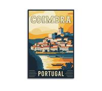 QXYUIN Poster de paysage Portugal, rivière de Coimbra.jpg - Impression sur toile - Esthétique et décorative pour chambre - 30 x 45 cm - Style sans cadre
