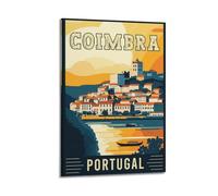 QXYUIN Poster de paysage Portugal, rivière de Coimbra.jpg - Impression sur toile - Esthétique et décorative pour chambre - 40 x 60 cm - Style cadre