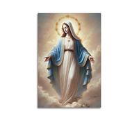 QXYUIN Poster de style religieux de la Vierge Marie dans les nuages - Impression sur toile - Esthétique et décorative pour chambre - 30 x 45 cm - Style sans cadre